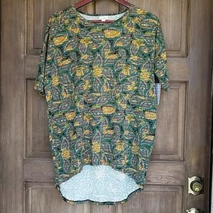 Lularoe Irma NWT XS Green Gold Print